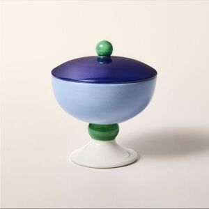 Kate Spade New York Target Color Block Blue Ceramic Lidded Candy Bowl